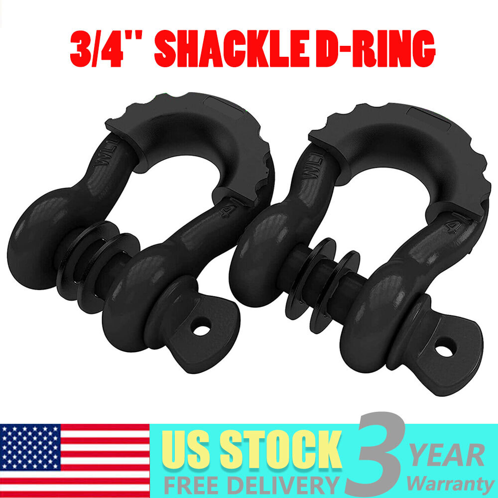3/4 Inch D Ring Shackle 2 Pack – 41,850lb Break Strength 7/8 Pin