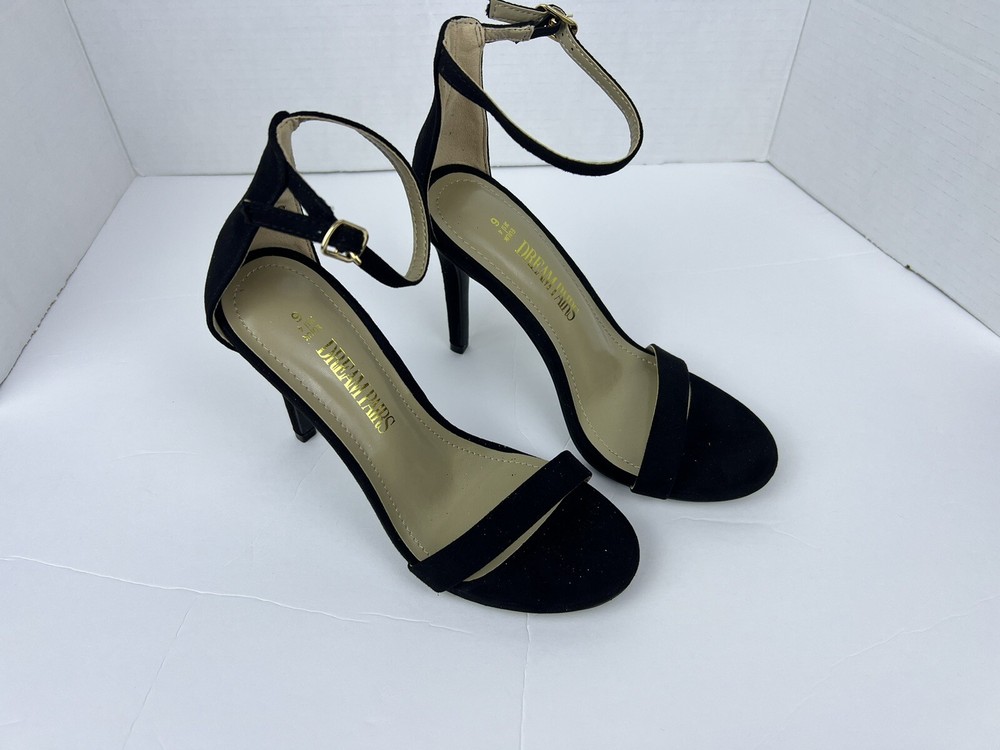 Dream Paris Black Ankle Strap Open Toe Women’s Shoes Size 6 with 4” Heel
