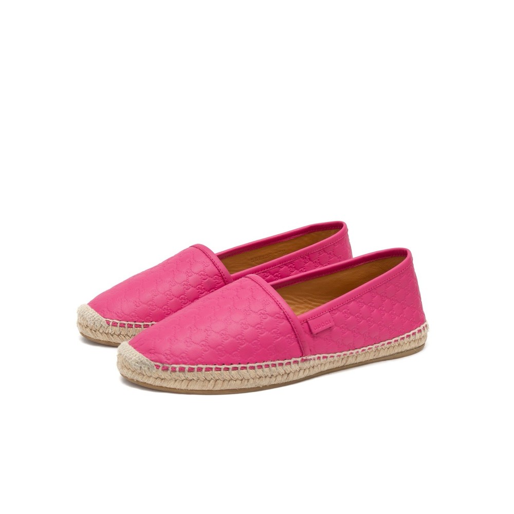 Gucci Pink Microguccissima Leather Espadrille Flats Size 37.5 US 7.5 $850