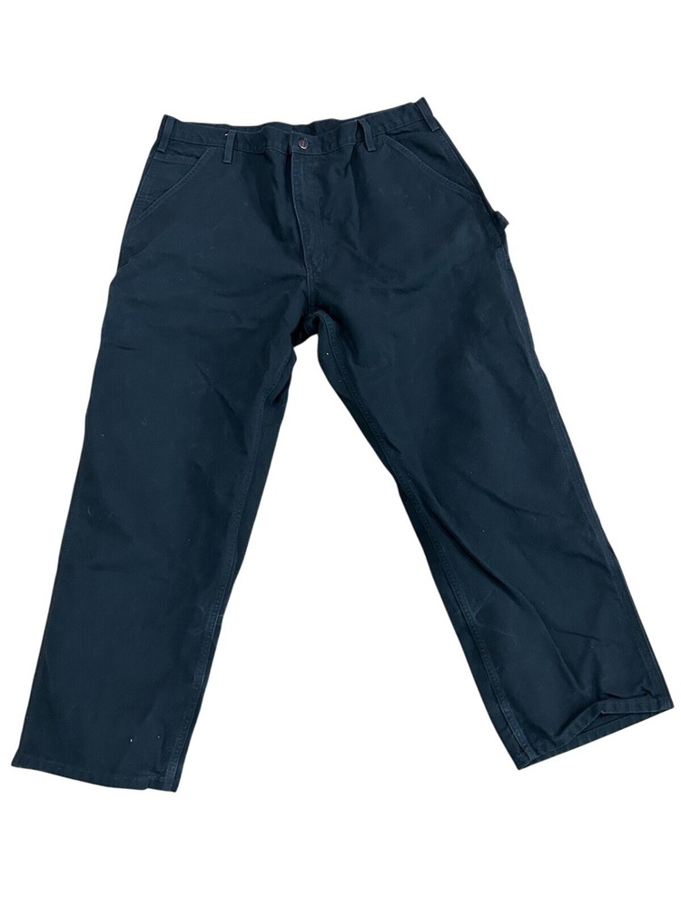 Vtg Carhartt B11 Black Original Dungaree Canvas Carpenter Pants 40x30 Workwear