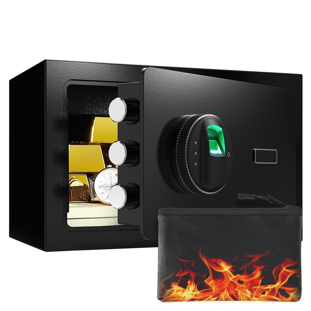 0.5 Cub Small Biometric Fingerprint Safe Box for Money & Valuables