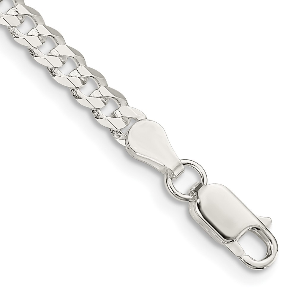 Sterling Silver 3.8mm Flat Curb Chain Anklet 9 Inch 4.6g for Women