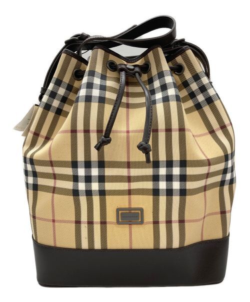 Burberry London Nova Check Pattern Drawstring Shoulder Bag FZ420