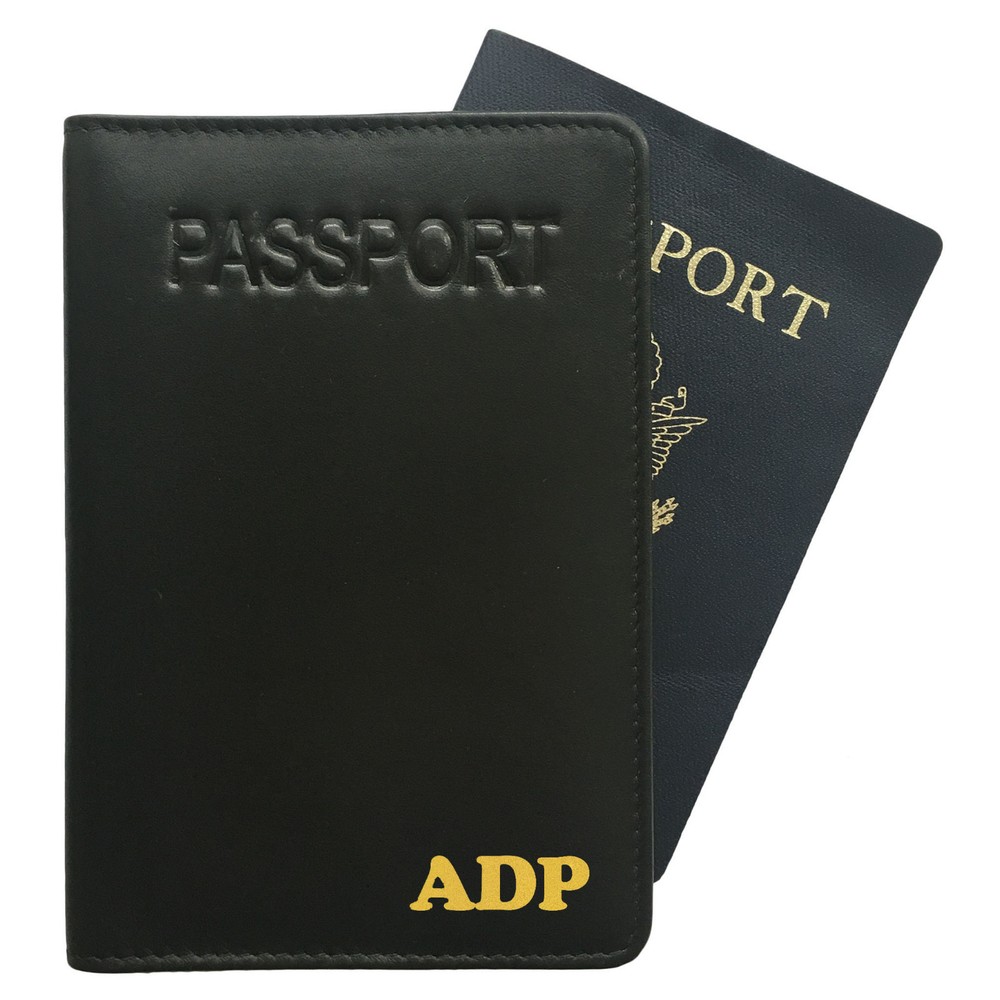 Monogrammed Leather RFID-Blocking Passport Holder with Personalization  -image