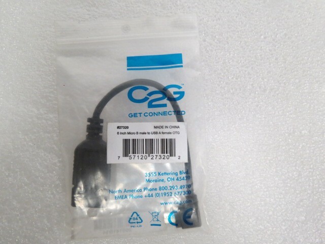 C2G 6-Inch USB Micro-B to USB OTG Adapter Cable for Mobile Devices