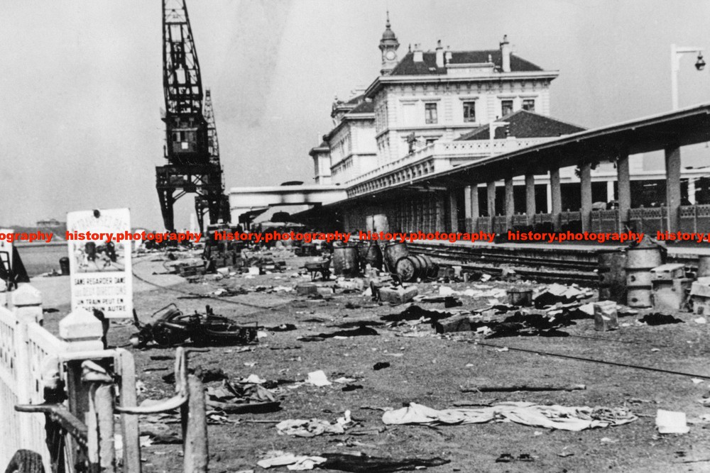 Abandoned British military gear at Calais Ville station France 1940 WWII