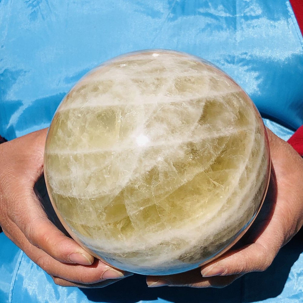 Natural Yellow Quartz Crystal Ball Sphere 3240G Mineral Specimen 2889