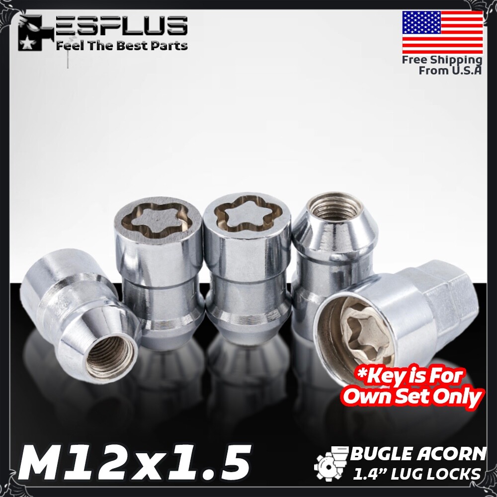 4pc Chrome M12x1.5 Acorn Wheel Lock Set Fit Mitsubishi Jaguar XF XJ XK
