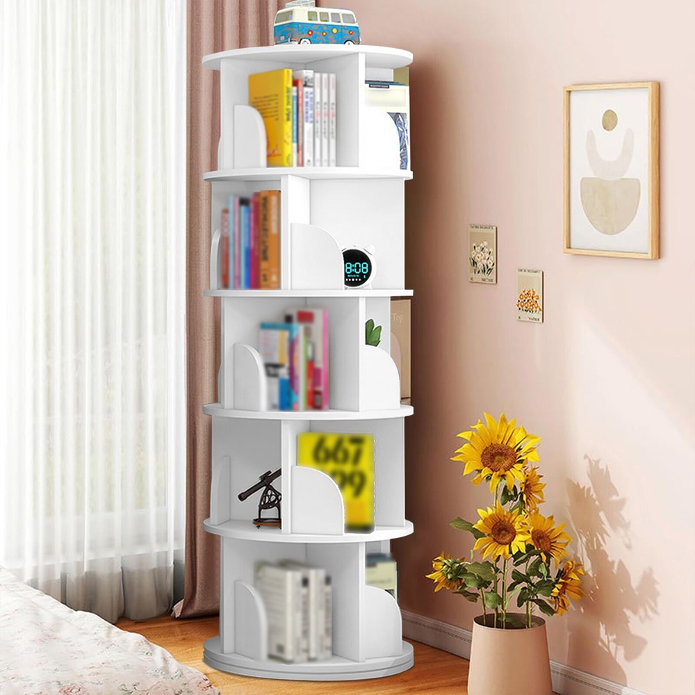 360° Rotating 5-Tier Spinning Bookshelf Tower for Display