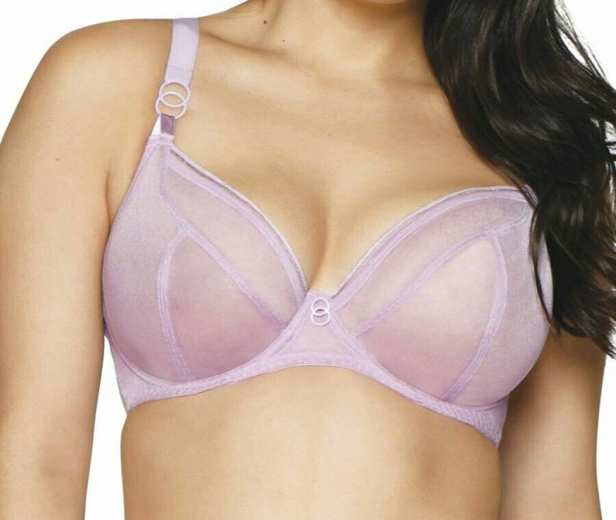 Curvy Kate Lifestyle Bra Size 32DD Lilac Purple Underwired Sheer Plunge 5711
