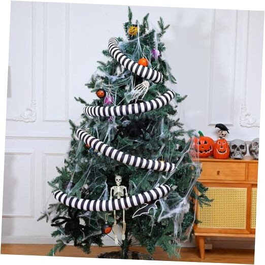 4 Black and White Halloween Sandworm Ornaments for Christmas Tree