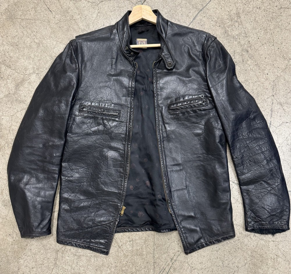 1960s Vintage Original BECK HORSEHIDE LEATHER MOTORCYCLE JACKET Black