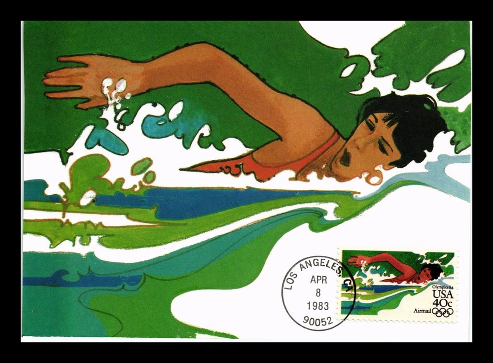 DR JIM STAMPS US MAXIMUM CARD OLYMPIC WOMEN'S SWIMMING AIRMAIL FIRST DAY ISSUE