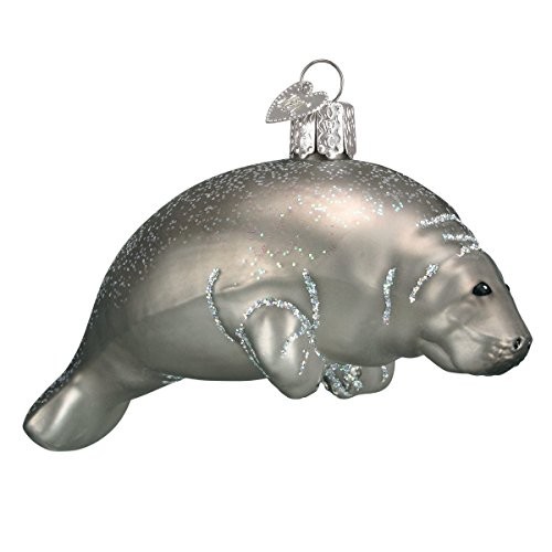 Old World Christmas Manatee Blown Glass Ornament 12278 with Free Gift Box
