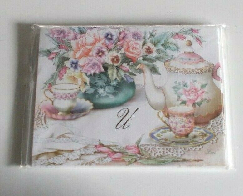 Custom Monogram Initial U Note Cards - 8 Pack With Envelopes - New In Package-image