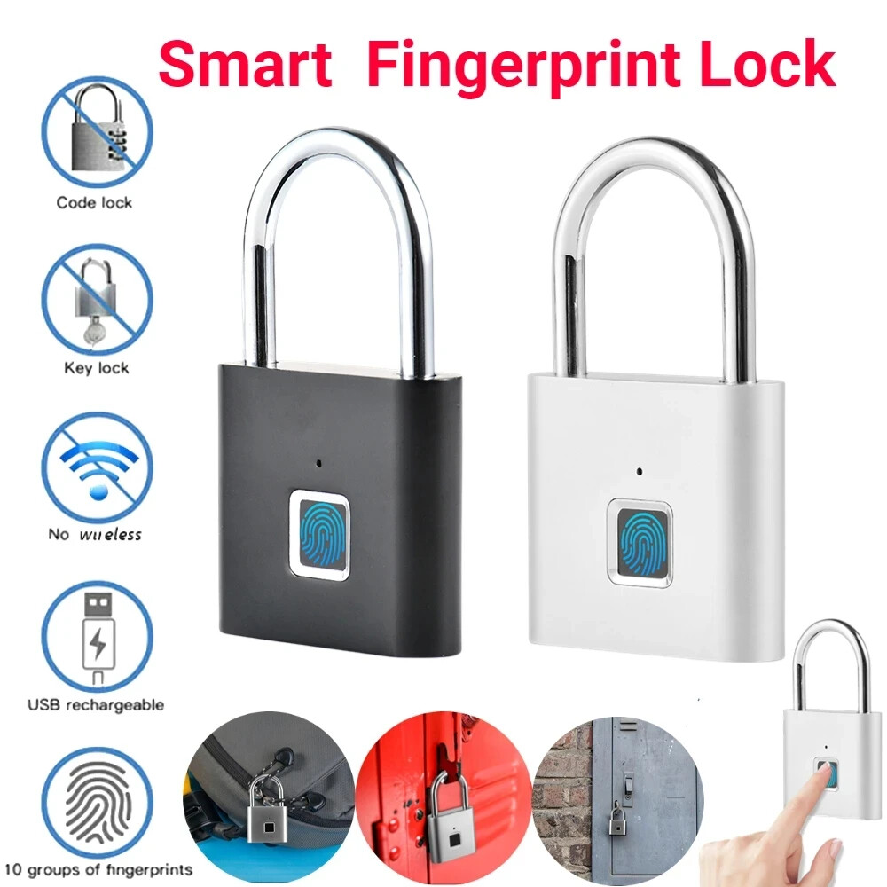 Smart Biometric Fingerprint Padlock Waterproof USB Keyless Door Lock