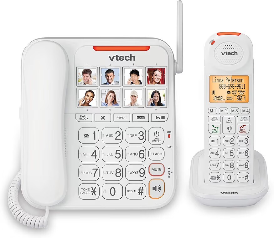 VTech SN5147 Amplified Corded/Cordless Answering System Big Buttons & Display