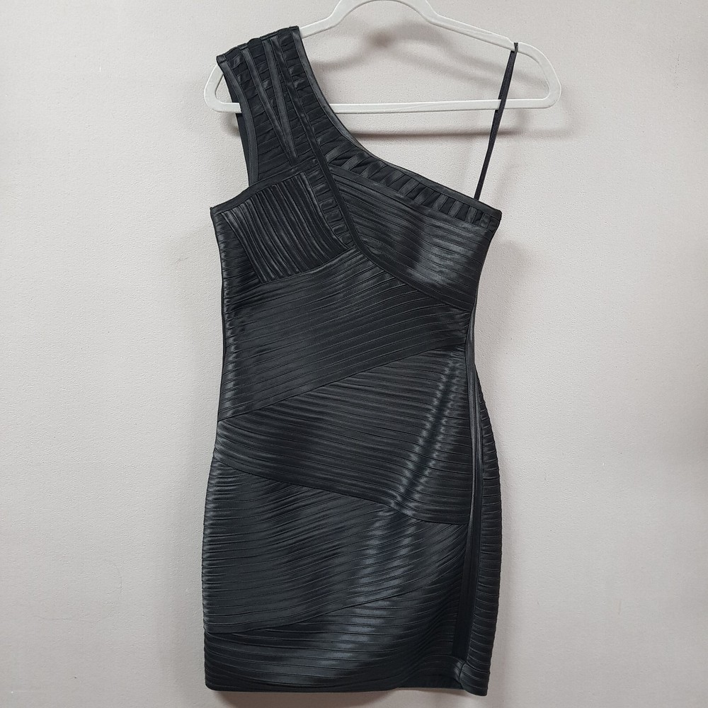 BCBG maxazria Dress Women's size 6 Black One Shoulder Mini Cocktail Party