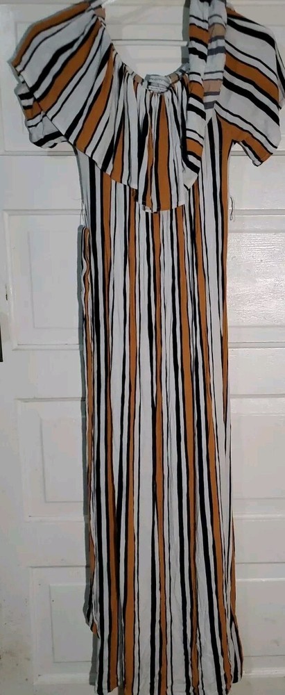 Urban Outfitters Women’s Short Sleeve Striped Ruffled Dress Size M 33 By 47 Boho