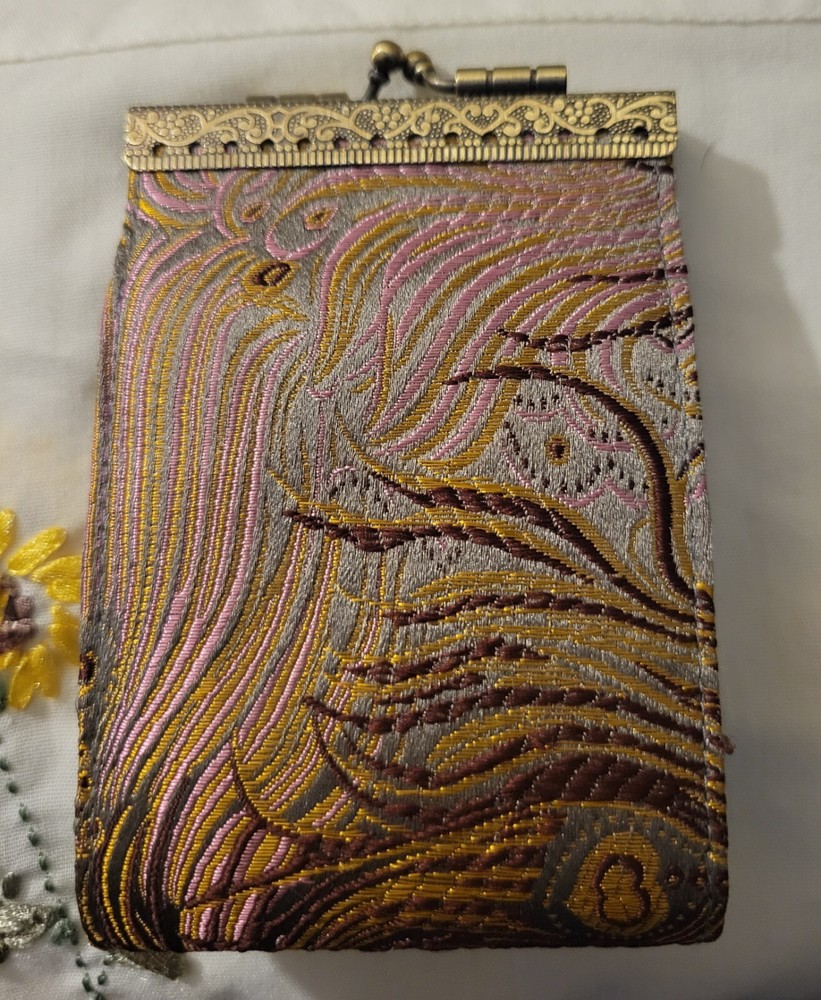 Cathayana 10-Slot Credit Card Holder in Grey Brown Pink Peacock for Business & Debit Cards  -image