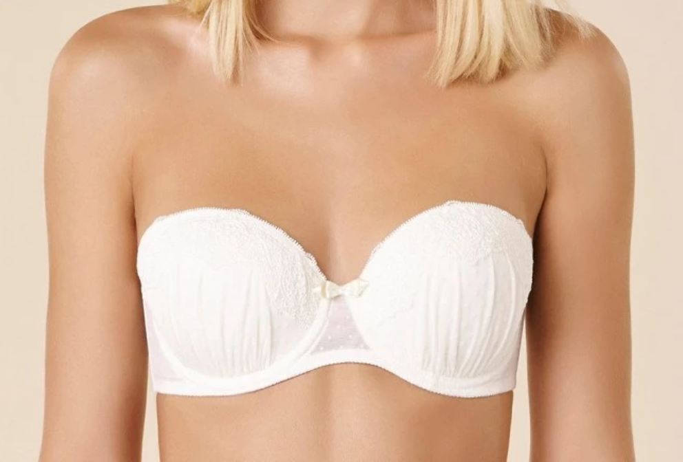Chantelle Passionata Blossom Bra 32C Ivory Lace Strapless Padded Multiway 4865