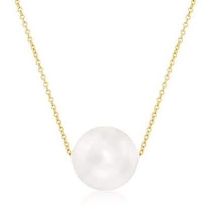 Solid 10K Gold Pearl Necklace