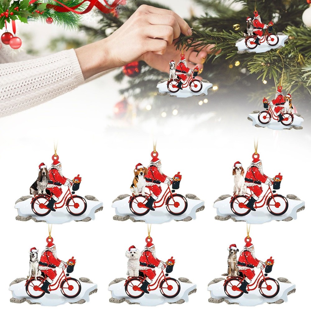 Dogs Christmas Bicycle Decorations Santa Claus Hanging Bike Decorate Ornaments