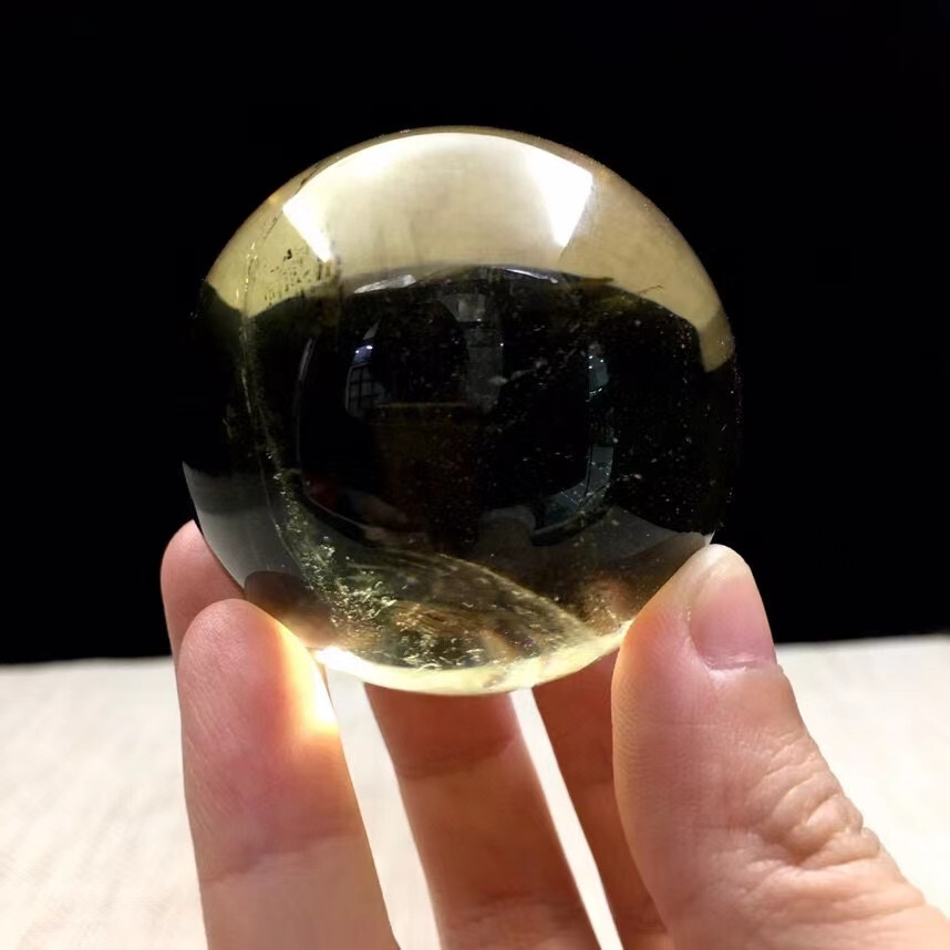 51mm AAA+ Natural Citrine Quartz Rainbow Crystal Ball for Reiki Healing 190g
