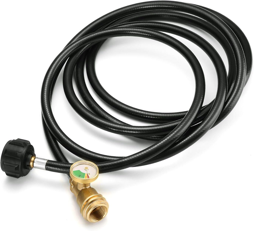 12 FT Propane Extension Hose with Gauge, Leak Detector Propane Hose for Propane