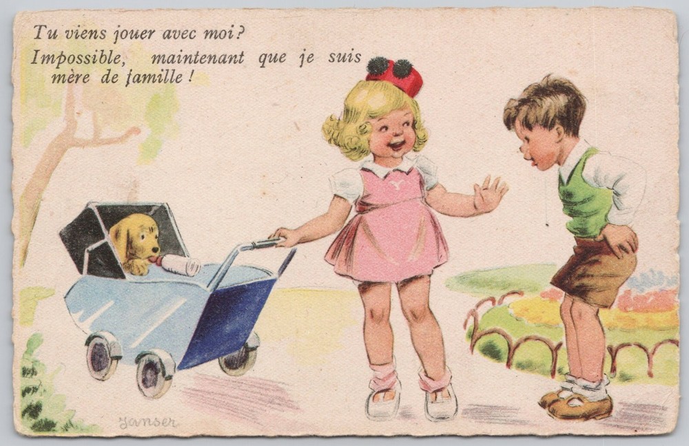Comics Cute Children Humor Vintage French Postcard