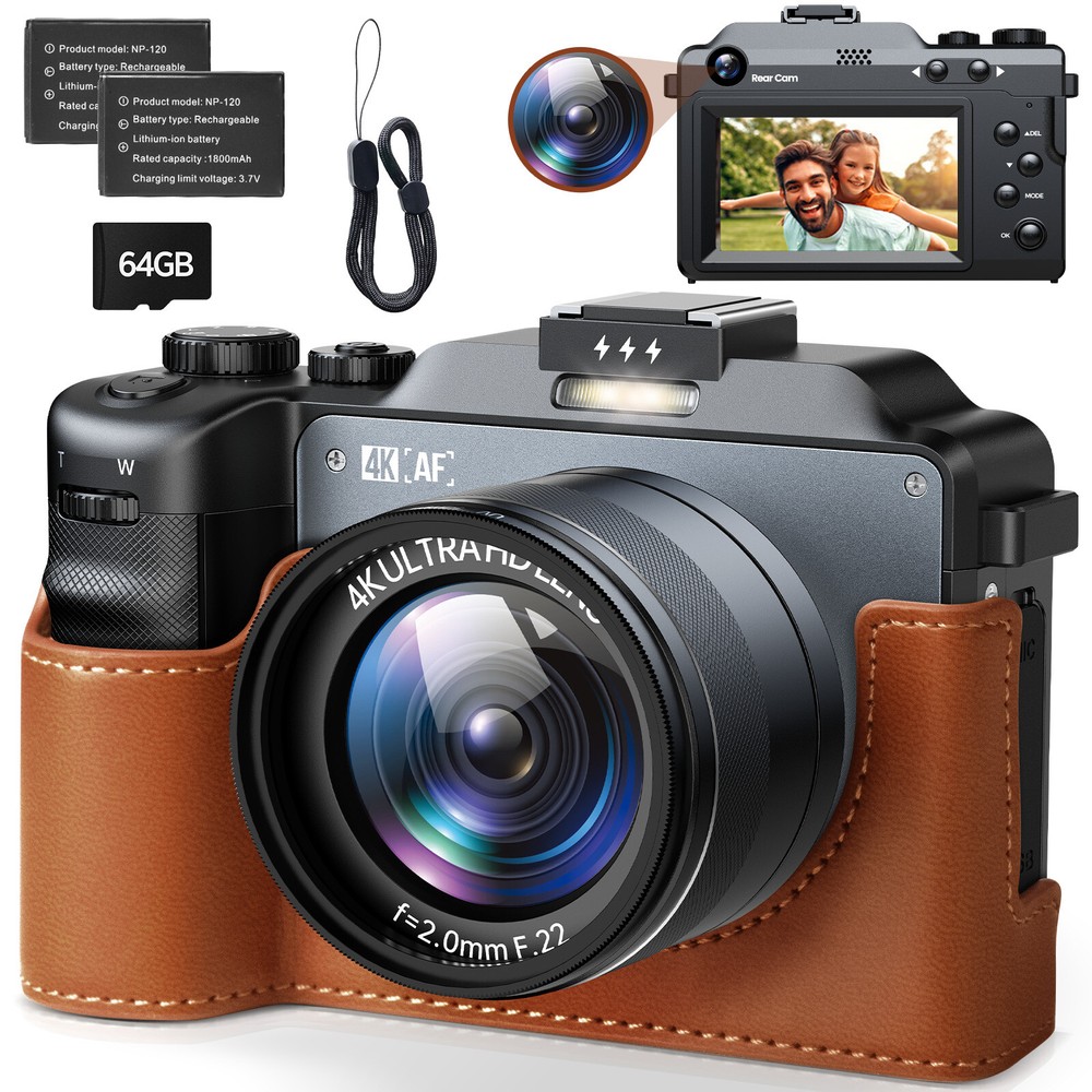 3.0'' Screen Point and Shoot 4K Digital Camera 18X Zoom Dual Lens for Beginner