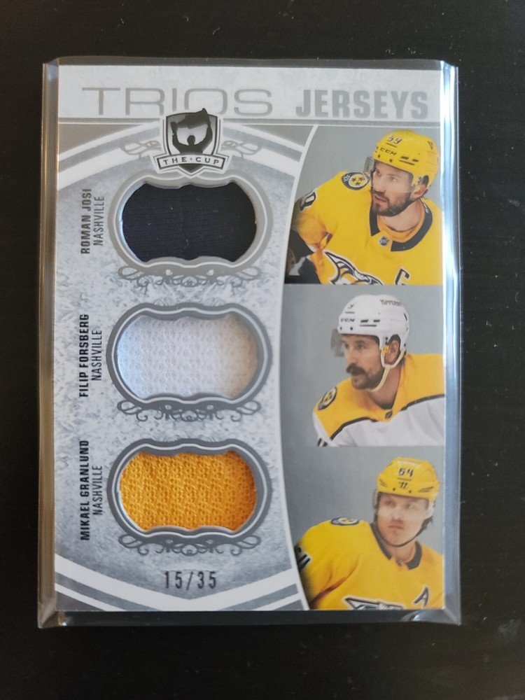 2022-23 Upper Deck The Cup Trios Jersey Nashville Josi/ Forsberg / Granlund #/35