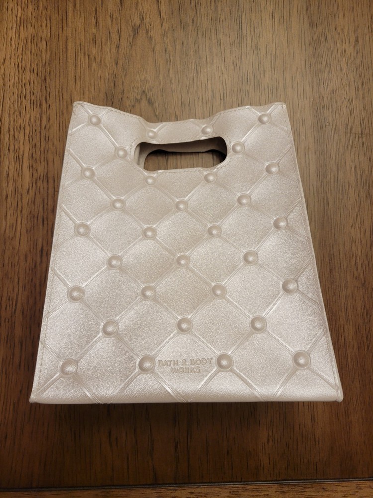 NEW Beige Quilt Reusable Gift Bag Bath & Body Works No Tags