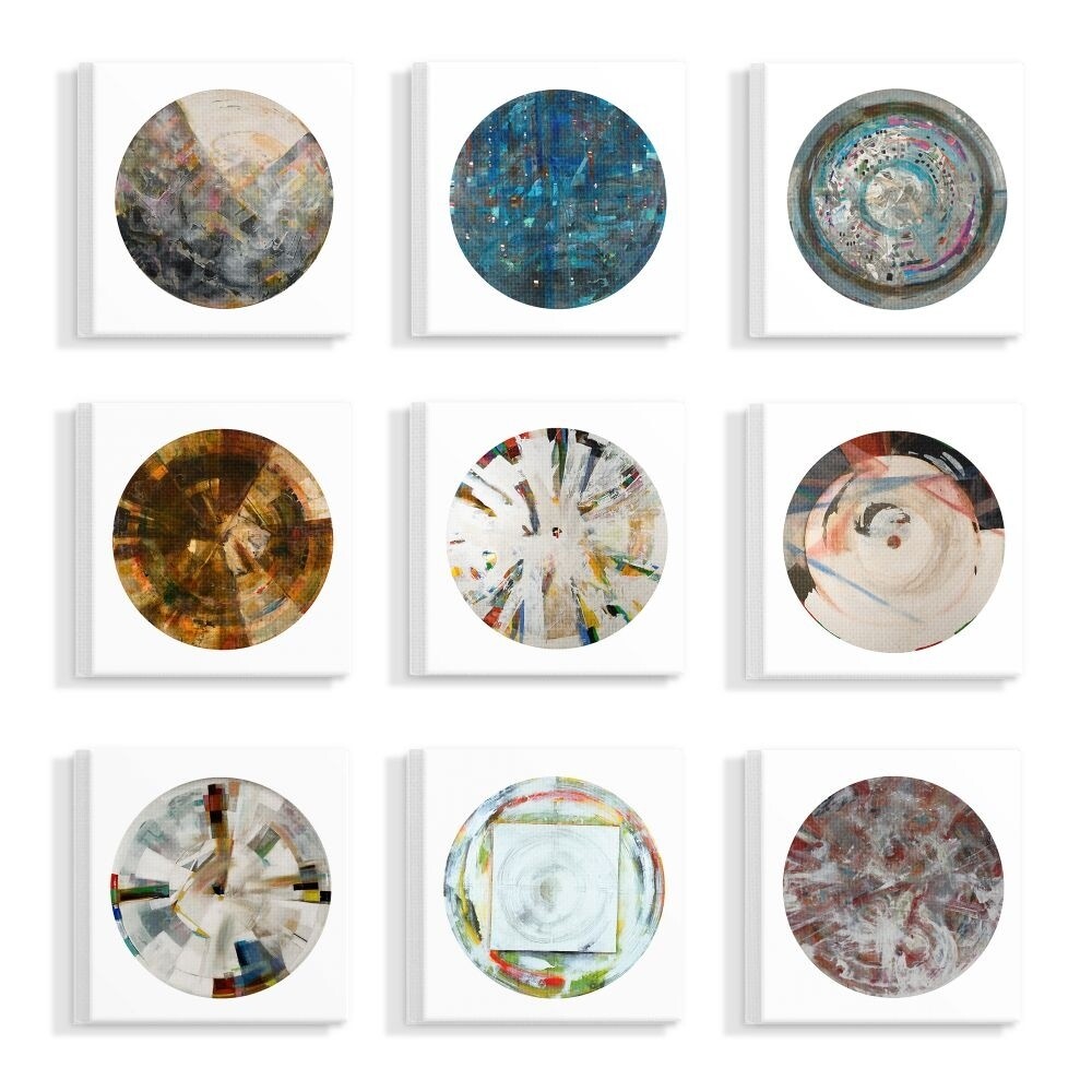 Stupell Abstract Sphere Geometric Pattern Paintings, 9pc  12 x 12