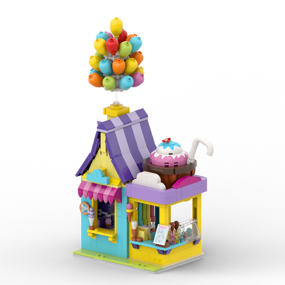 719-Piece MOC Ice Cream House Building Blocks with Balloons DIY Toy for Kids