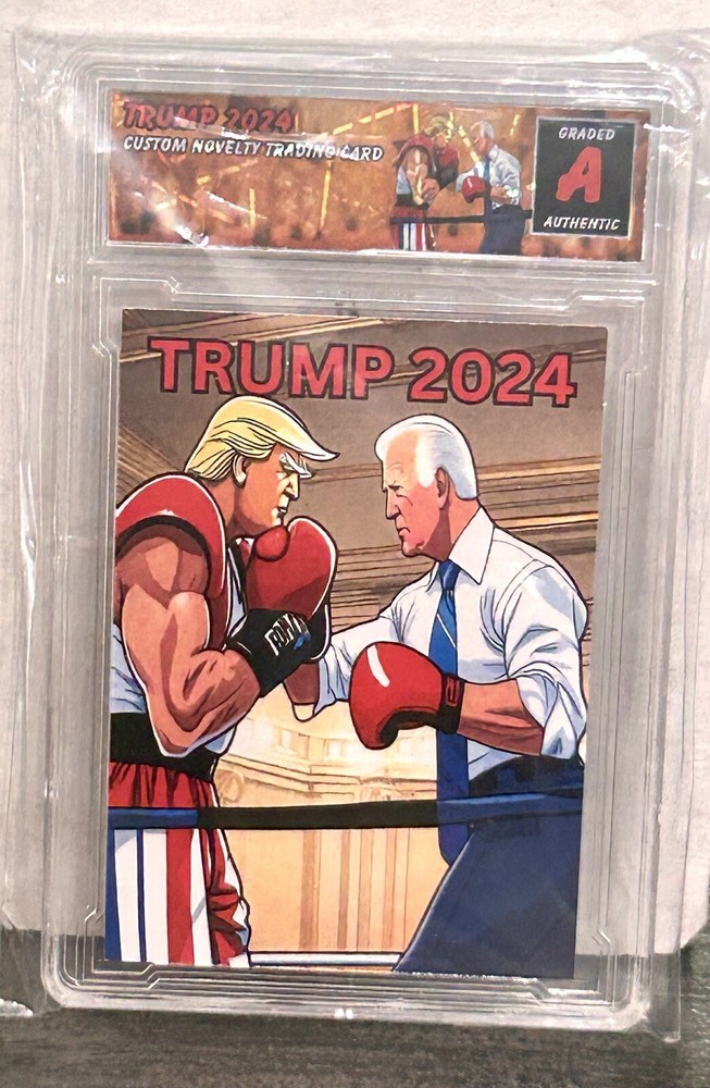 🚨ICONIC DONALD TRUMP vs Joe Biden Boxing Artist Signed Trading Card RazorSlabs