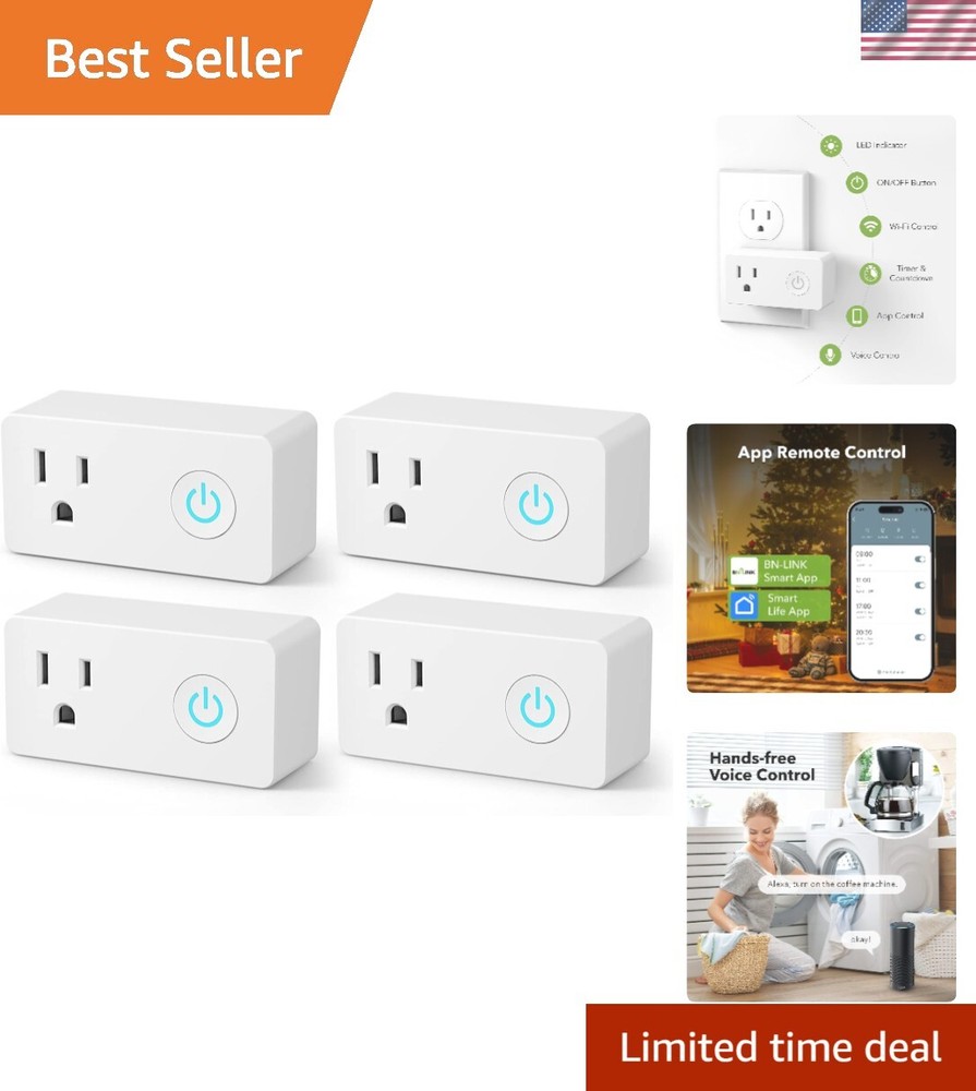 Smart WiFi Outlet 4-Pack Works with Alexa Google Home Automation-image