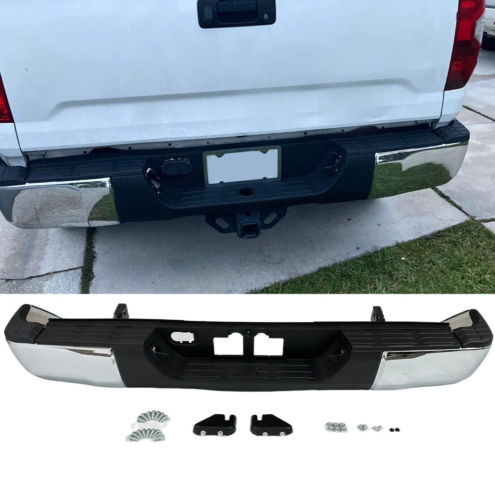 NUEVO Conjunto de parachoques trasero cromado para Toyota Tundra 2014-2021 sin asistencia de estacionamiento