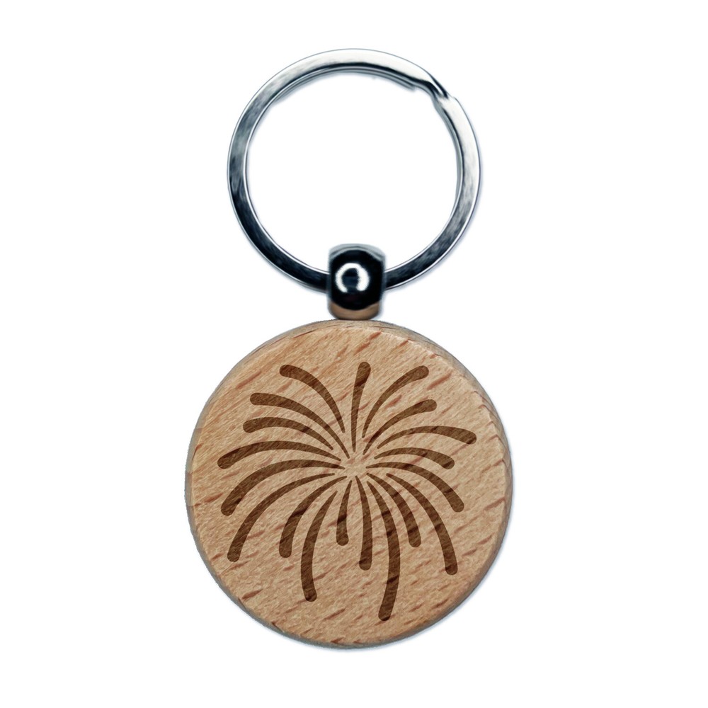 4th of July Firework Engraved Wood Keychain Charm Tag  