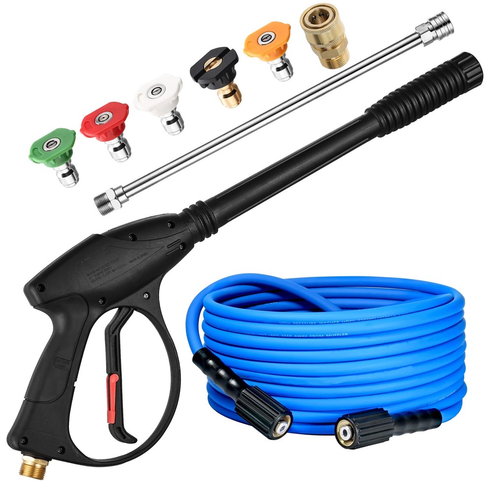 Pressure Washer Gun with 15in Extension Wand & 25FT Hose, 5 Nozzle Tips Quick...