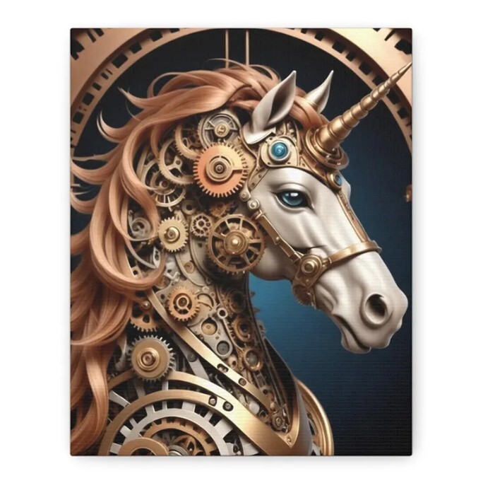 Steampunk Unicorn Wall Art for Fantasy Home Decor Lovers