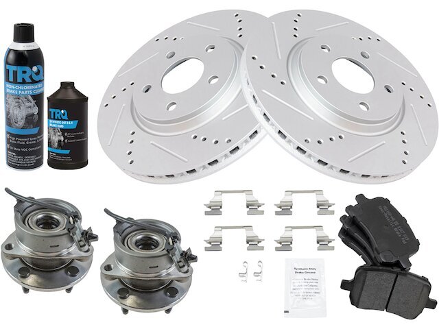 TRQ Front Brake Pad Rotor and Wheel Hub Kit for 2007 Pontiac G5 11NXWC