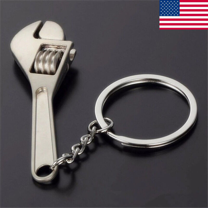 Mini Adjustable Crescent Wrench Novelty Tool Spanner Key Chain Ring Keyring -USA