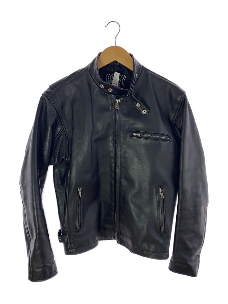 Men's Heavyweight Black Leather Biker Jacket Blouson Style 1306