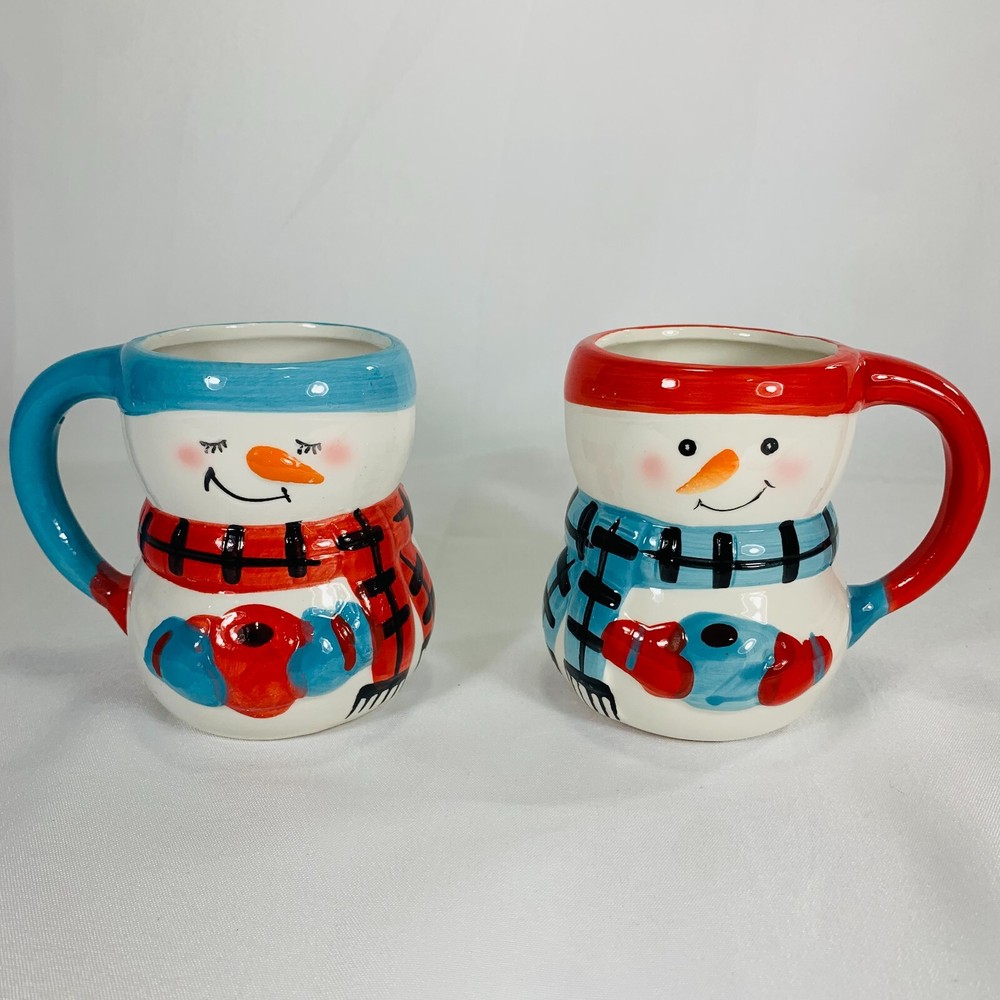 Bay Island Snowman Cocoa Mug Set with 2 Scarves and Mittens Coffee Cup Gift