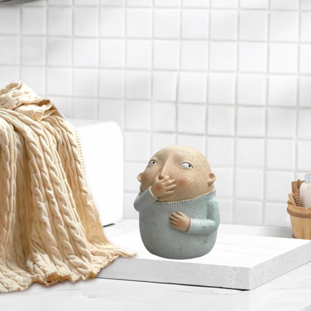 Holding Nose Bathroom Statue Crafts Kitschy Resin Sculpture for Toilet Shelf