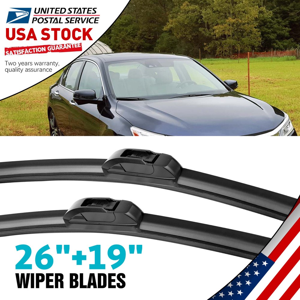 Durable Universal 26 and 19 Inch Car Wiper Blades for U J Hook Black