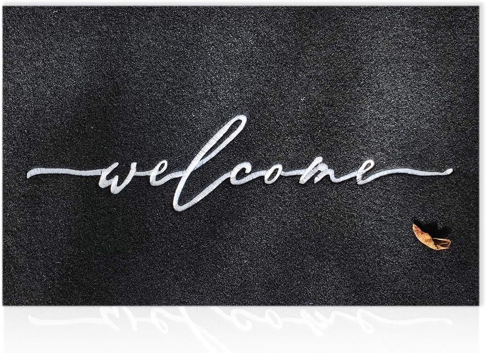 AAZZKANG Non-Slip 18x28 Black Outdoor Welcome Door Mat for Home Entryway