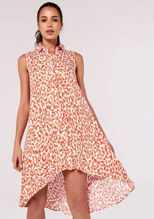 Apricot Coral Cheetah Print Mini Dress Size 12 RRP £30