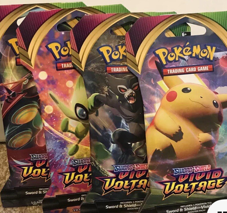 Pokémon Vivid Voltage Sleeved BLISTER Boosters - Complete Art Set (4 packs).